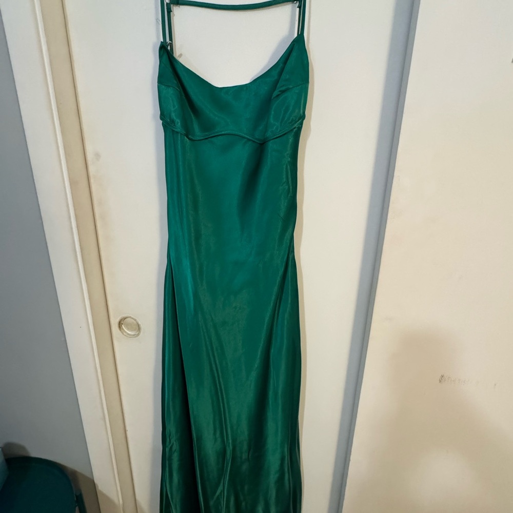 Elegant Green Satin Dress